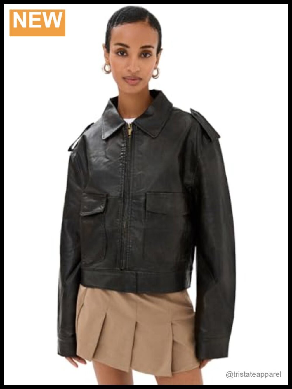 Eighties Bomber Faux Leather Jacket Classic Motorcycle Style